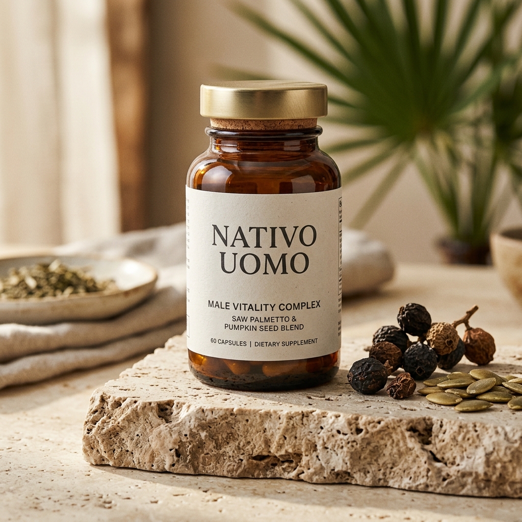 Flacone Nativo Uomo Complesso Botanico Maschile su pietra calcarea